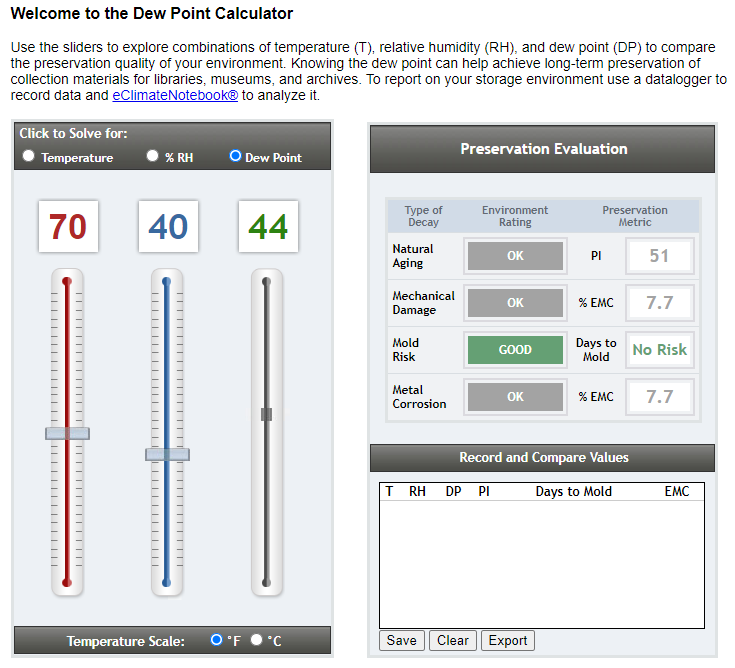 Dew Point Calculator